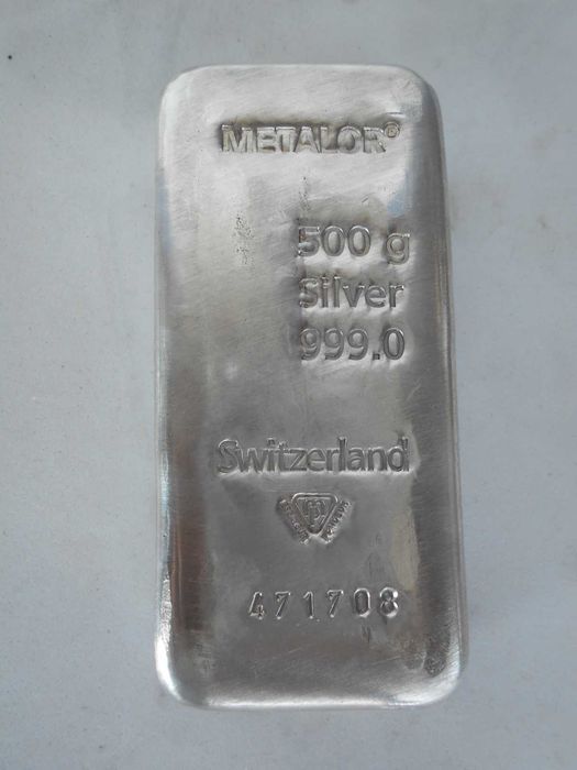 Barra de Prata Metalor de 500 gr.