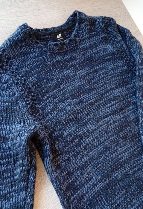 Granatowy wełniany sweter , H&M, rozmiar S