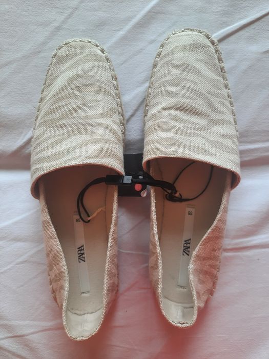 Damskie espadryle Zara 38 nowe Boho ecru słoma