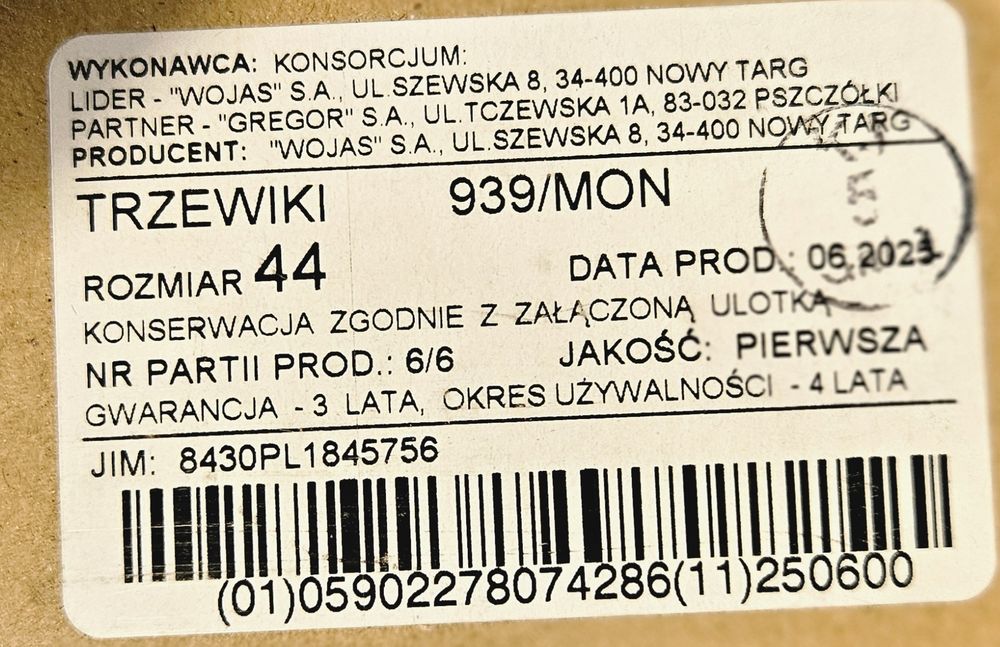 Buty wojskowe 44r 939/Mon Wojas