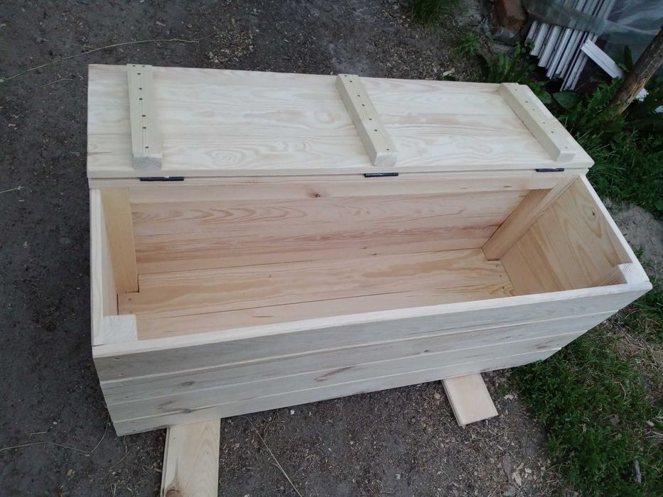 Skrzynia kufer drewniany 100 cm – solidny, z pokrywą, wysyłka