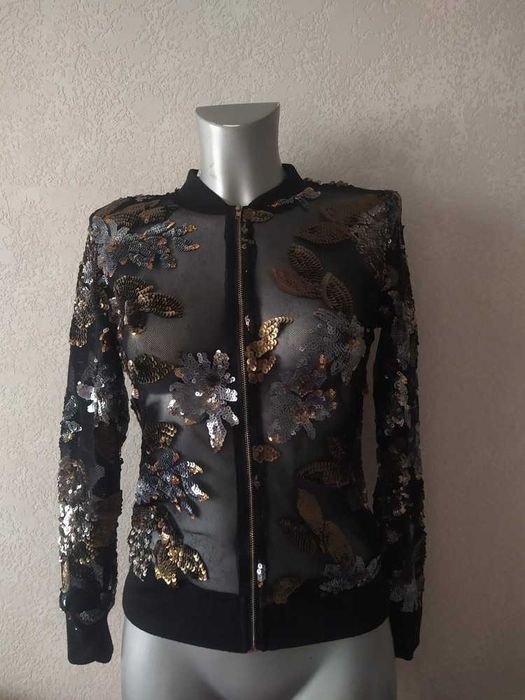 Лёгкая куртка бомбер с пайетками, bcbg maxazria сатиновый пиджак, хаки