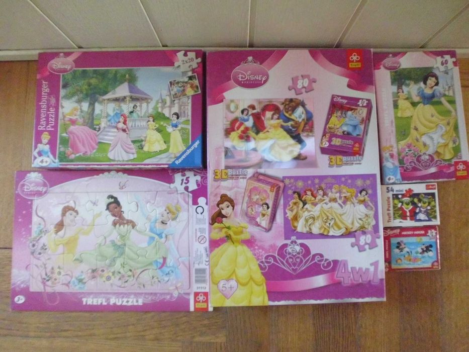 PUZZLE zestaw dla dziewczynki 9 szt. księżniczki DISNEY