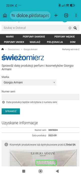 Męskie EDT Georgio Armani Acqua di Gio pełne 100ml batch 2023