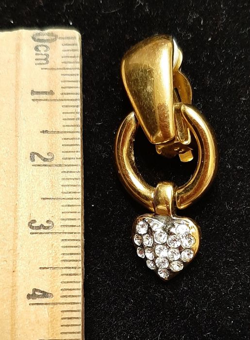 Винтажные клипсы с подвесками сердечками