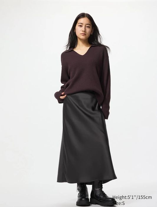 Атласна спідниця UNIQLO чорного кольору