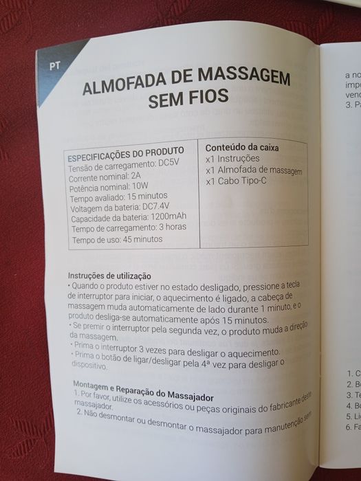 Almofada de massagens