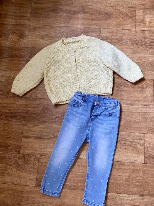 В’язана стильна кофтинка кардиган дівчинці ручної роботи