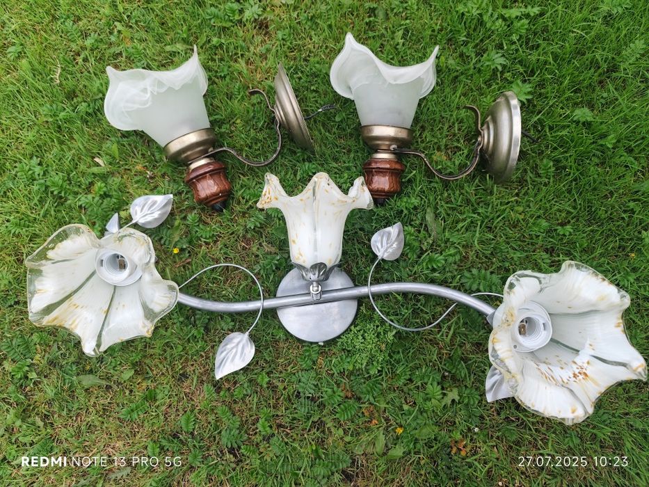 Żyrandol + 2 kinkiety retro