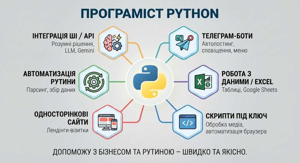 Послуги програміста: автоматизація, парсери, телеграм-боти, скрипти, сайти