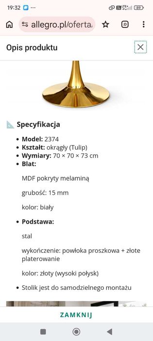 Stół kawowy "Tulipan"