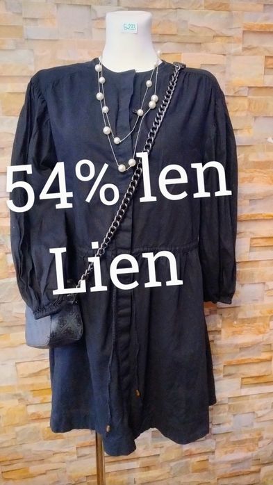 Czarna lniana sukienka oversize luźna.