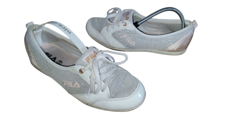 Markowe białe buty sportowe Fila 38 baleriny tenisówki wiązane adidasy