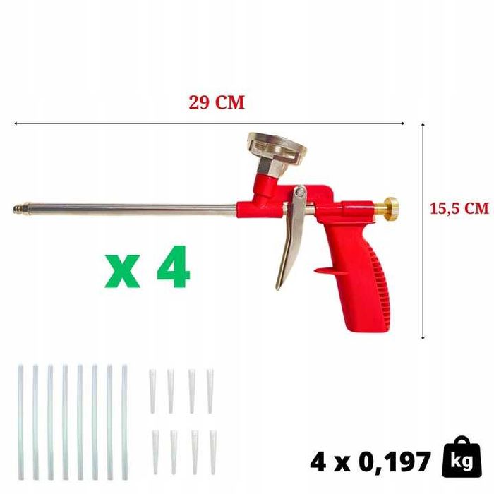 4x Pistolet do Pianki Montażowej Testowany Ciśnieniowo
