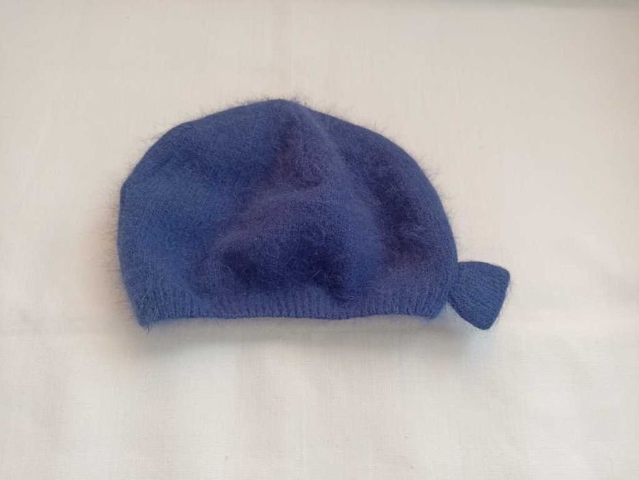 Женский теплый берет H&M шапка  синий ангора