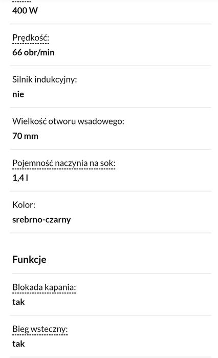 Wyciskarka wolnoobrotowa Sokowirówka Raven EWW004 400 Wat