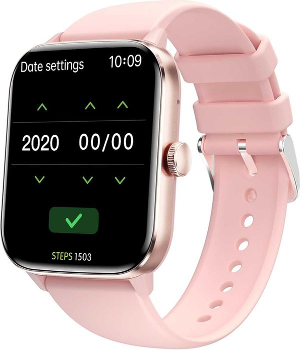 Smartwatch damski z funkcją telefonu 100+ trybów fitness różowy