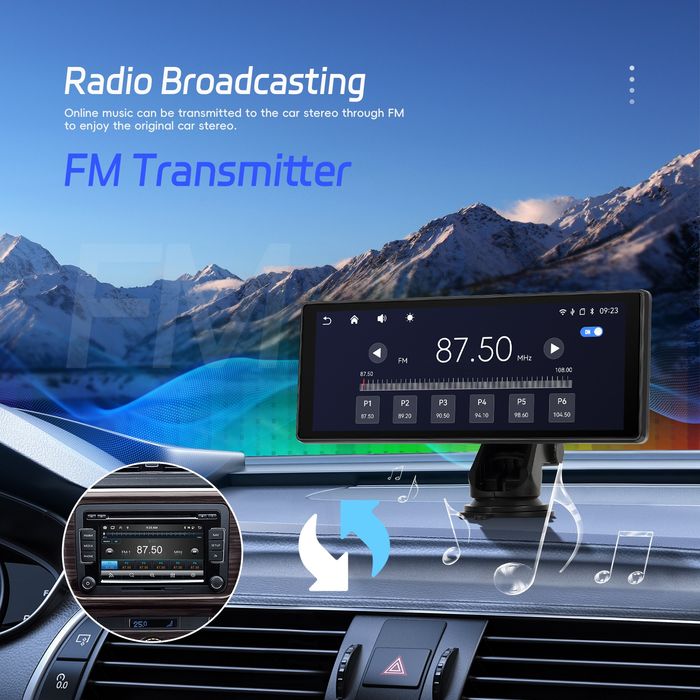 Rádio Portátil 10 polegadas CARPLAY Android auto GPS YouTube + Câmara