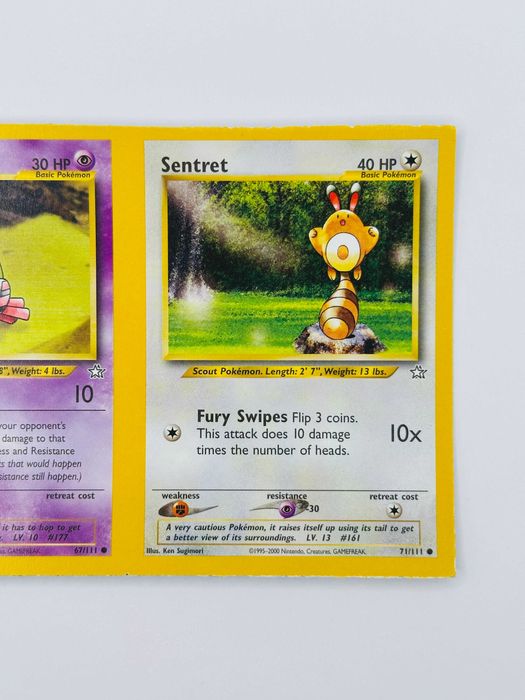 ERROR Uncut Sheet Pokemon NFC Natu 67/111+ Sentret 71/111 Neo Genesis