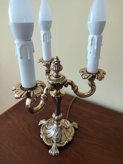 Mosiężna Lampa Vintage. Trzy ramienny  Kandelabr.