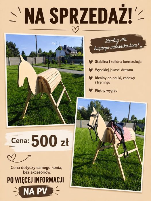 Koń drewniany duży solidny