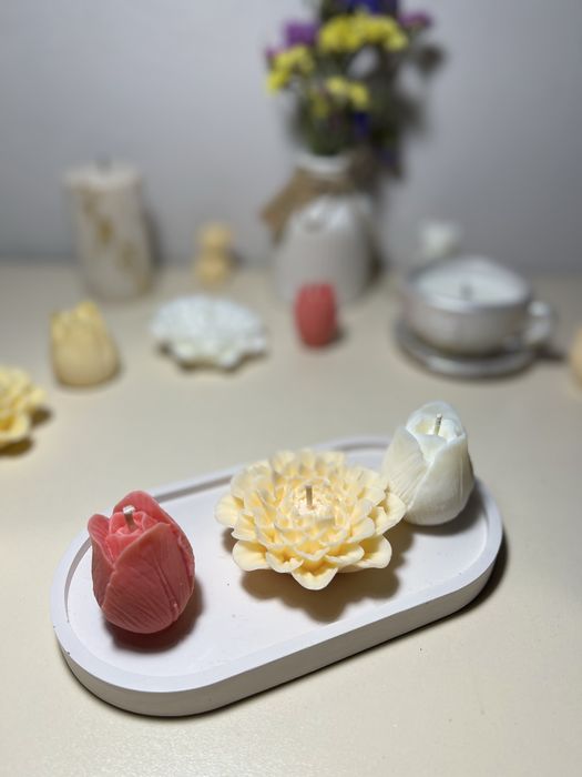 Соєва свічка, аромасвічки, квіти із соєвого воску, подарункові набори