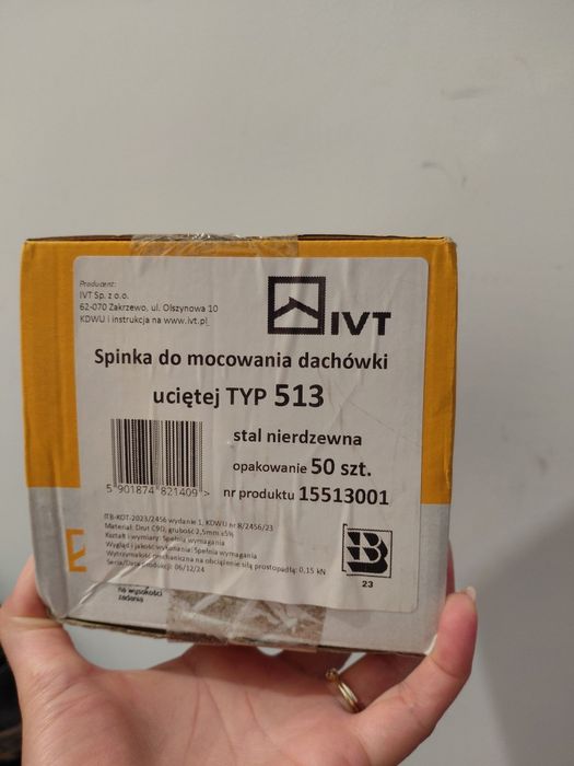 Spinka do mocowania dachówki ucięte  tym 513