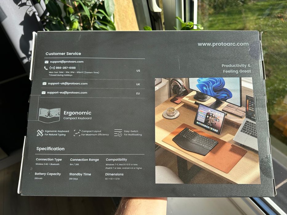 ProtoArc EK04 Ergonomiczna bezprzewodowa niemiecka klawiatura czarna