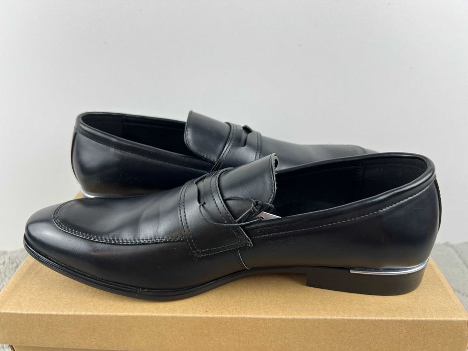 Buty męskie czarne połbuty mokasyny zign 44