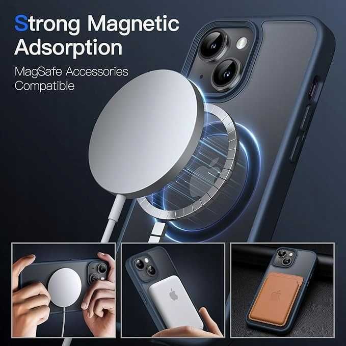 Plecki, Etui JETech MagSafe iPhone 14 6,1" Matowe Sztormowy Błękit