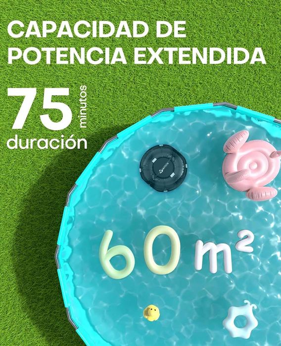 Robô de limpeza de piscina sem fios.