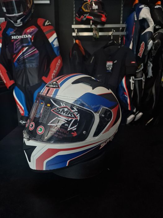 Kask SMK STELLAR DYNAMO MA216 Matt Biały/Czerwony/Niebieski XXL Sklep!