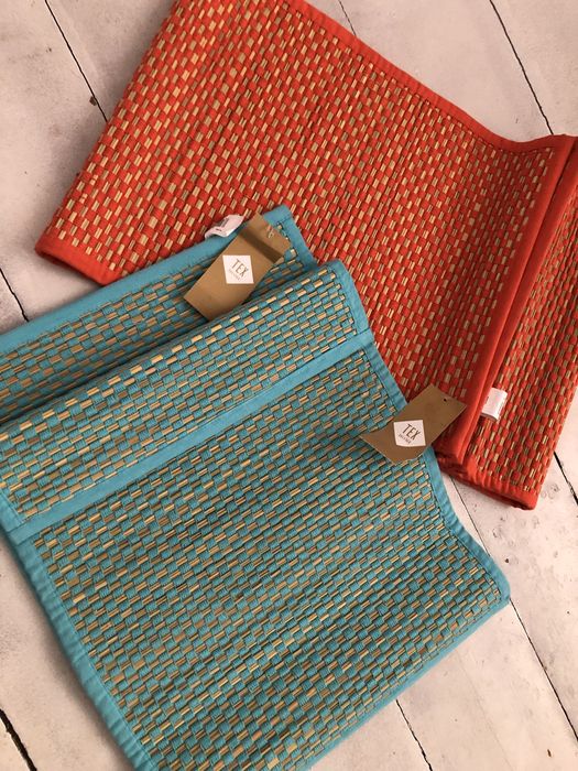 Plecione podkladki na stół pomarańczowe 2 szt set komplet NOWE