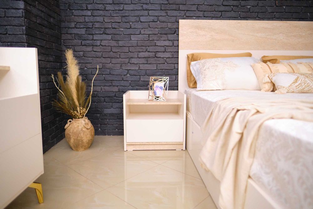 Conjunto Quarto Completo Casal Novo | Cama Roupeiro Cómoda Mesa