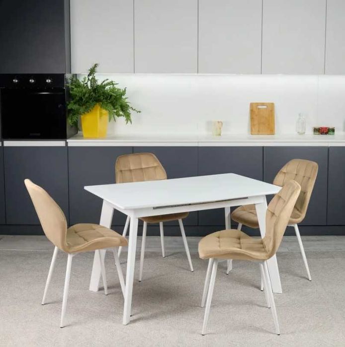 Стіл розкладний кухонний обідній Лофт 120 (160) х 75 см білий, НАЛОЖКА