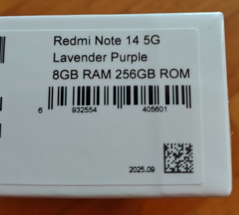 Redmi Note 14 5G Global Version 8/256 GB (NFC, 6,7", 120 Гц, MTK 7025, 108 Мп) Midnight Black/Lavender Purple
