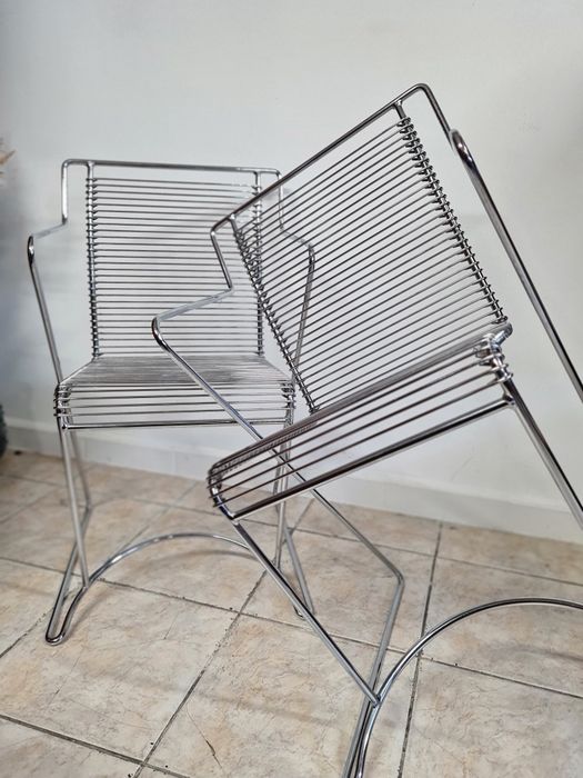 Krzesła stalowe, chromowane  proj. Meyer Metalstuhl  lata 90 Bauhaus