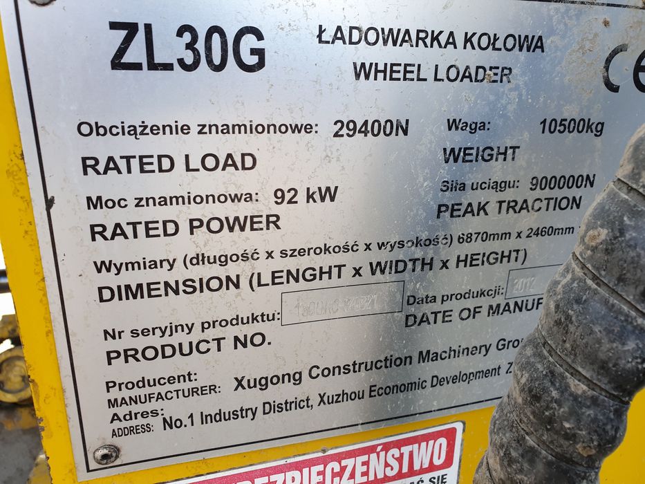 Sprzedam ładowarke kołową Xcmg 30 zlg USZKODZONY SILNIK