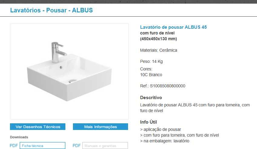 Lavatorio Sanitana Albus