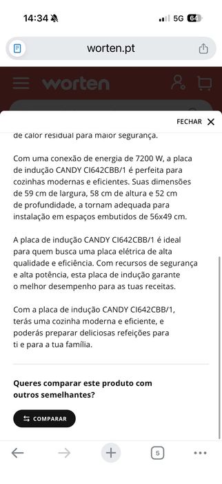 Placa de indução Candy