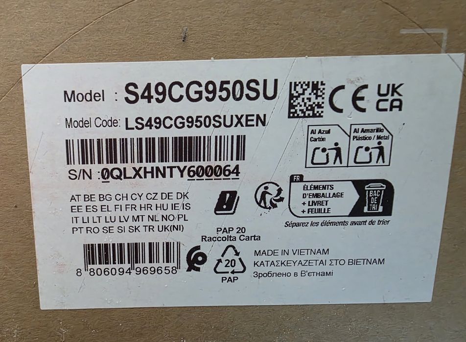 Monitor Samsung Odyssey G9 OLED (LS49CG950SUXEN)