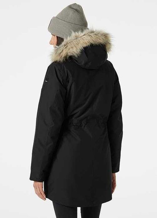 Damska Kurtka HELLY HANSEN W Irma Parka Futrzany Kołnierz Czarny L