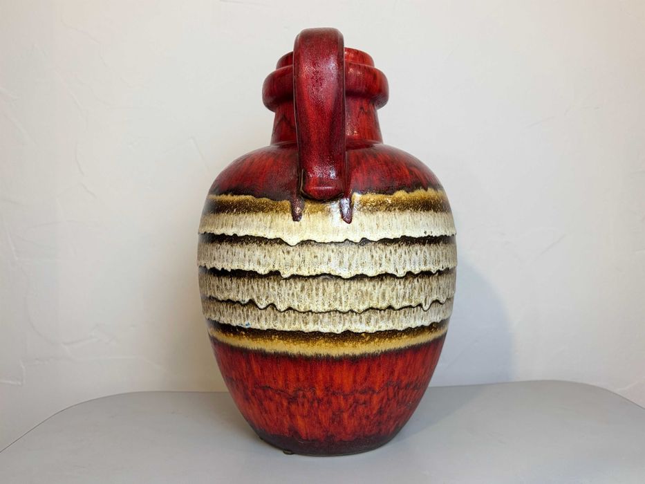 Czerwono-biały ceramiczny wazon Scheurich 486-48. Fat Lava