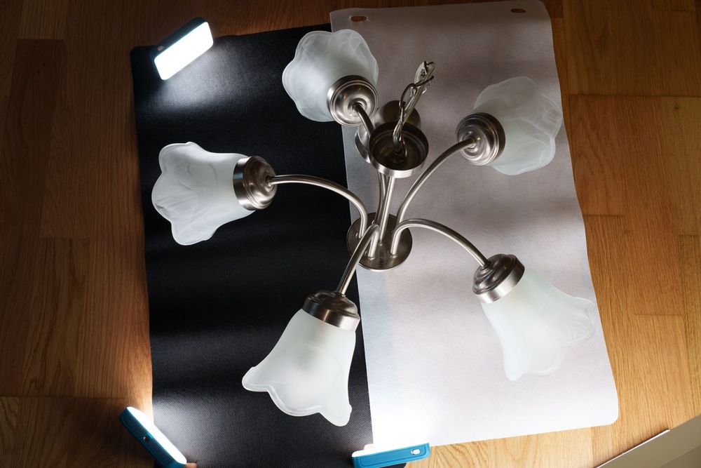 Candeeiro de tecto prateado 5 flores