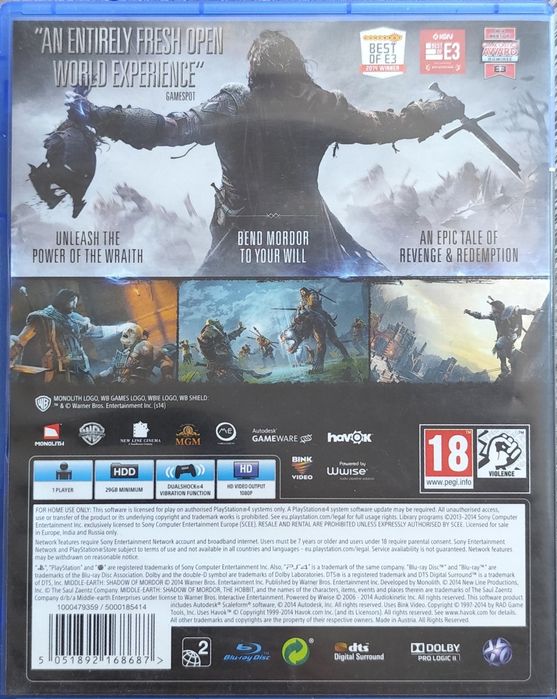 Shadow of Mordor  ps4