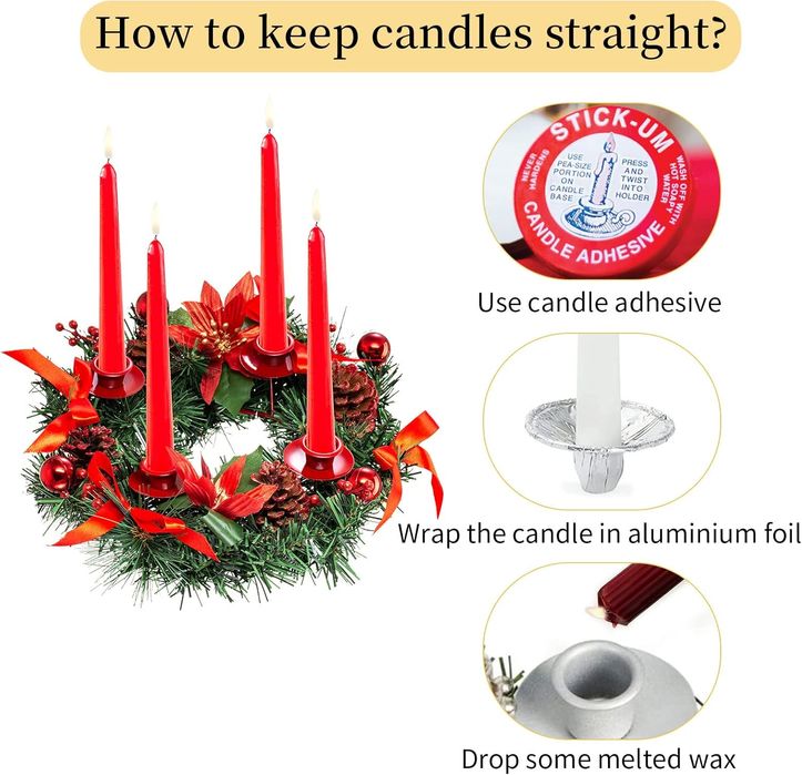 Wieniec adwentowy Romadedi z świecznikami - Ozdoba Bożonarodzeniowa