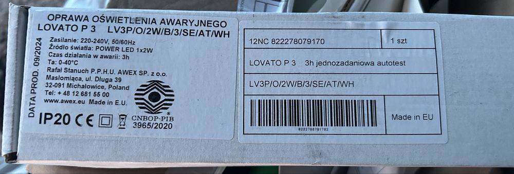 Lovato oprawa awaryjna