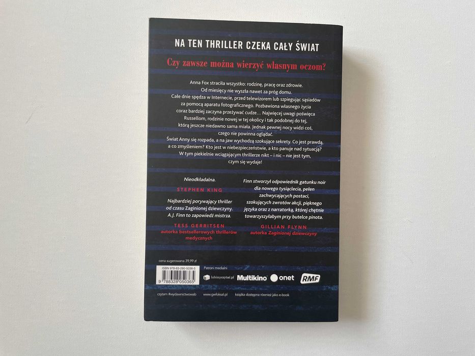Książka pt: "Kobieta w oknie" - A.J. Finn