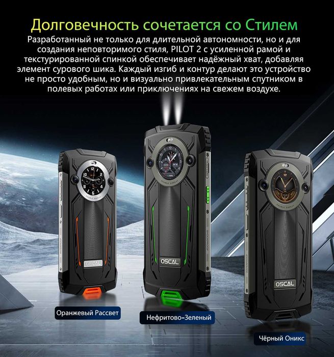 BLACKVIEW OSCAL PILOT2, 24/256Gb, 50/32Mp, 8800мАч 45W, фонарь 170люм.