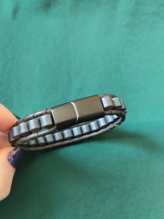 Bransoletka unisex z Egiptu czarno niebieska męska damska z koralikami